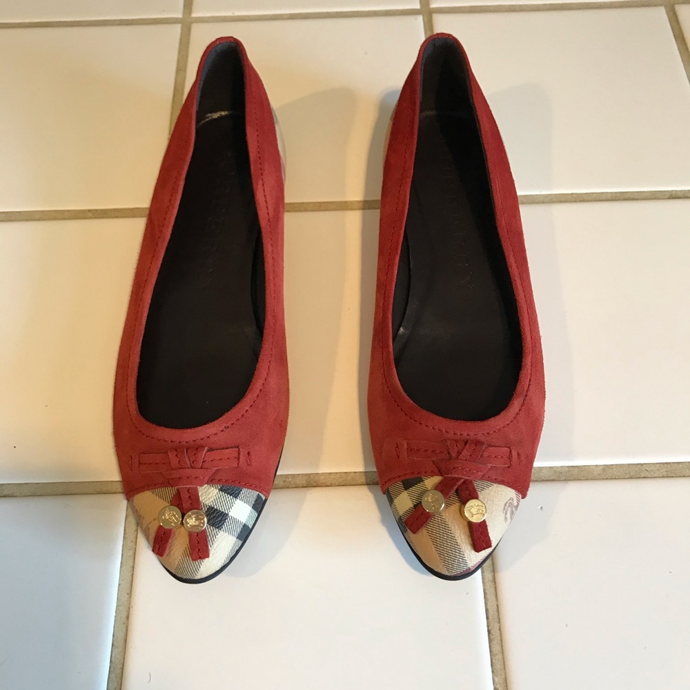 Burberry suede and check flats